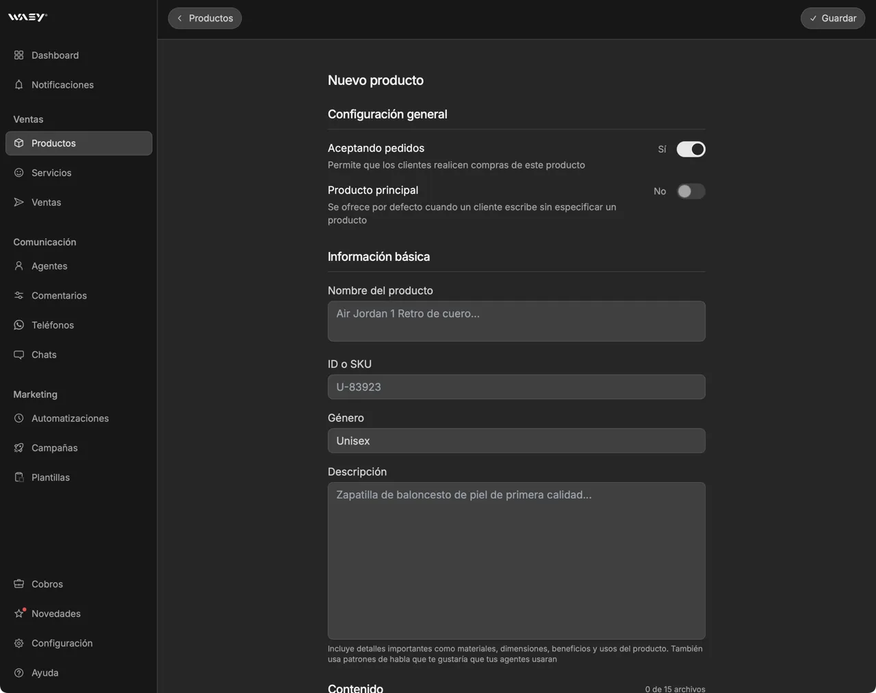 Cargando archivos en Wasy