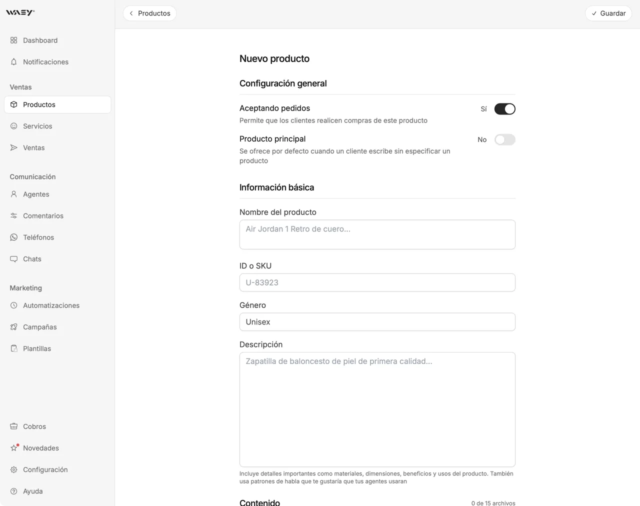 Cargando archivos en Wasy