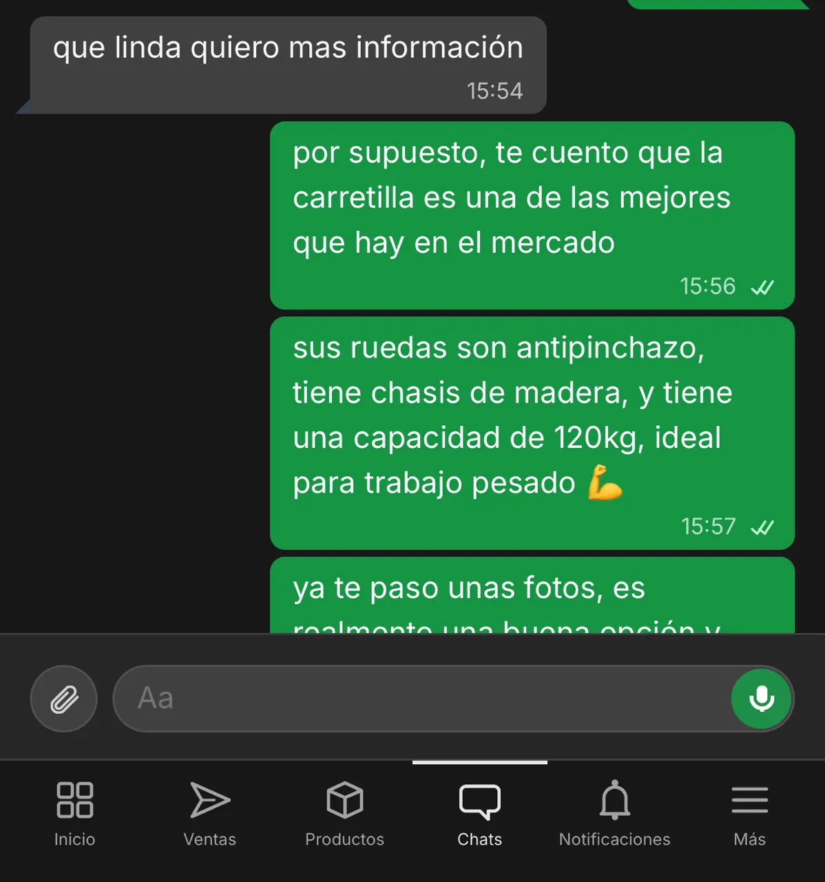 Enviando y recibiendo chats en Wasy