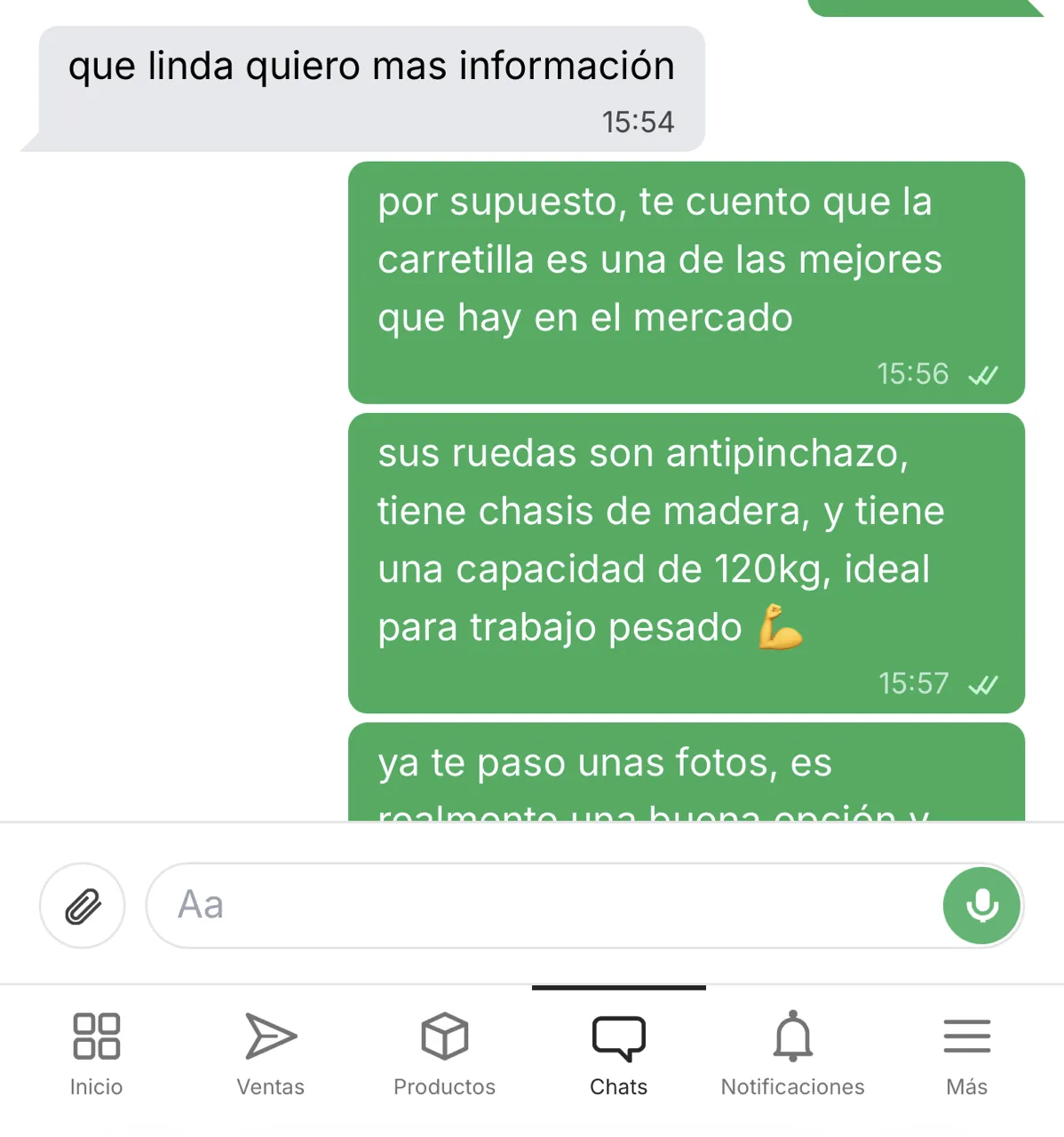 Enviando y recibiendo chats en Wasy